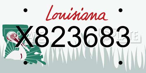 X823683 Louisiana License Plate