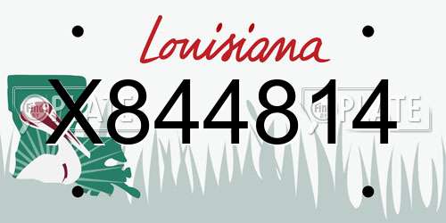 X844814 Louisiana License Plate
