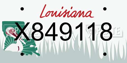 X849118 Louisiana License Plate