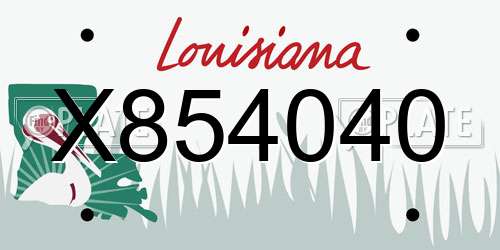 X854040 Louisiana License Plate