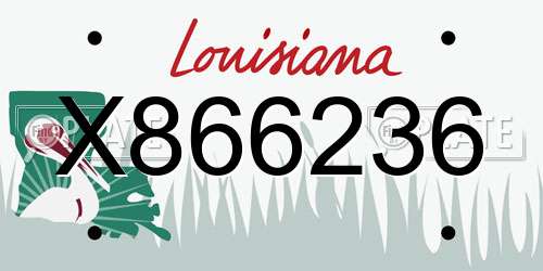 X866236 Louisiana License Plate