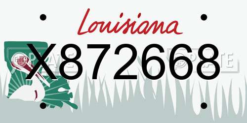 X872668 Louisiana License Plate