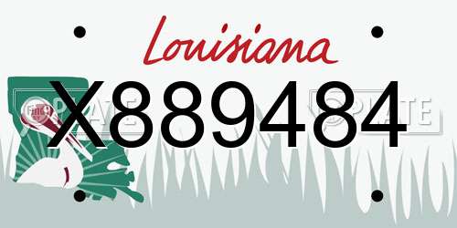 X889484 Louisiana License Plate