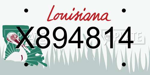 X894814 Louisiana License Plate