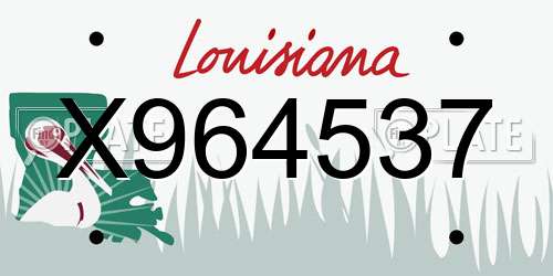 X964537 Louisiana License Plate