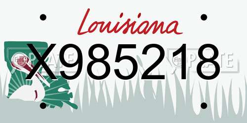 X985218 Louisiana License Plate