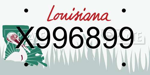 X996899 Louisiana License Plate
