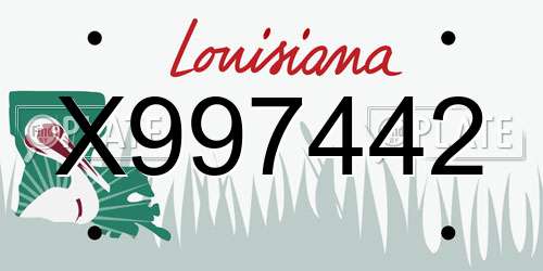 X997442 Louisiana License Plate