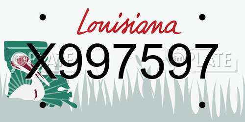 X997597 Louisiana License Plate