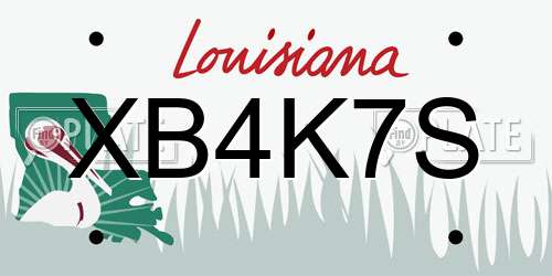 XB4K7S Louisiana License Plate