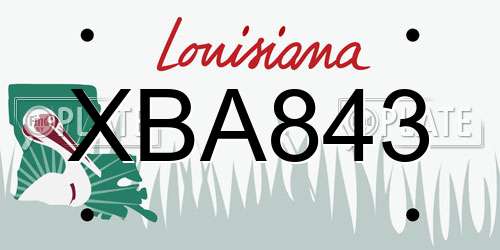 XBA843 Louisiana License Plate