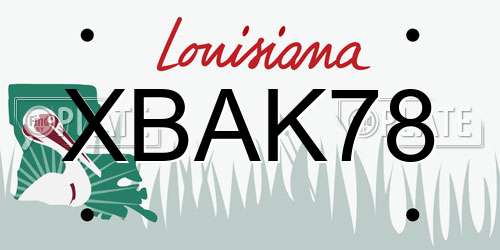 XBAK78 Louisiana License Plate