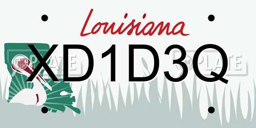 XD1D3Q Louisiana License Plate