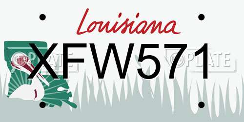 XFW571 Louisiana License Plate