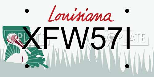 XFW57I Louisiana License Plate