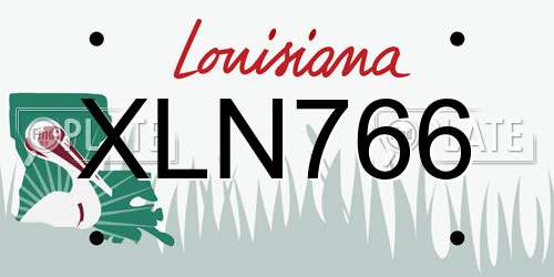 XLN766 Louisiana License Plate