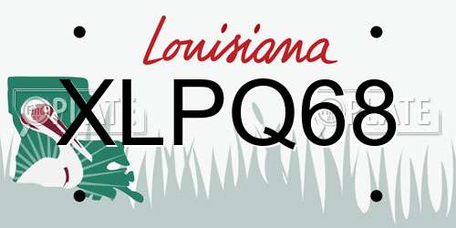 XLPQ68 Louisiana License Plate