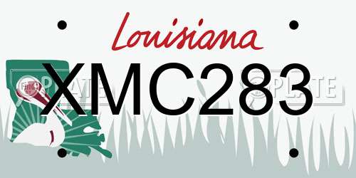 XMC283 Louisiana License Plate