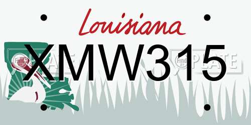 XMW315 Louisiana License Plate