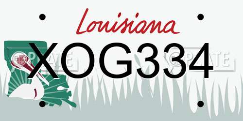 XOG334 Louisiana License Plate