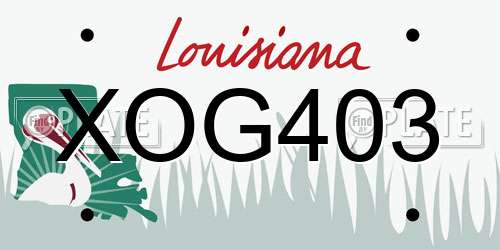 XOG403 Louisiana License Plate