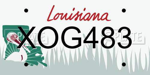 XOG483 Louisiana License Plate