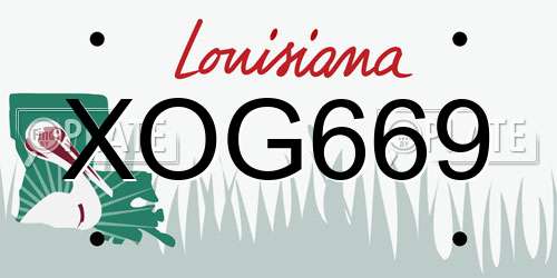 XOG669 Louisiana License Plate