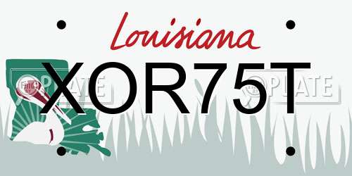 XOR75T Louisiana License Plate