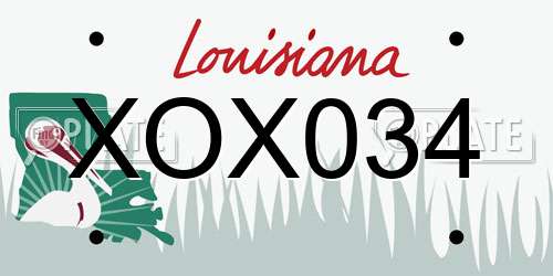 XOX034 Louisiana License Plate
