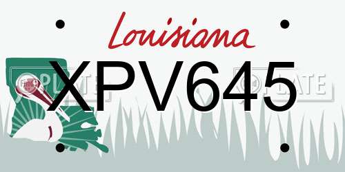 XPV645 Louisiana License Plate