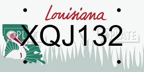 XQJ132 Louisiana License Plate