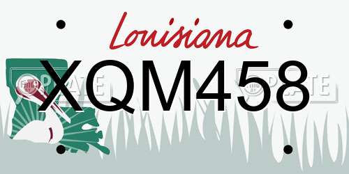 XQM458 Louisiana License Plate