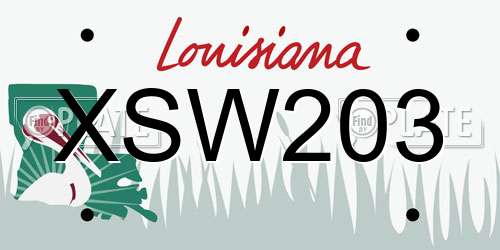 XSW203 Louisiana License Plate