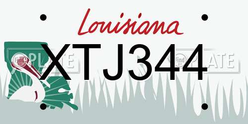 XTJ344 Louisiana License Plate