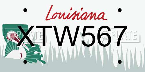 XTW567 Louisiana License Plate