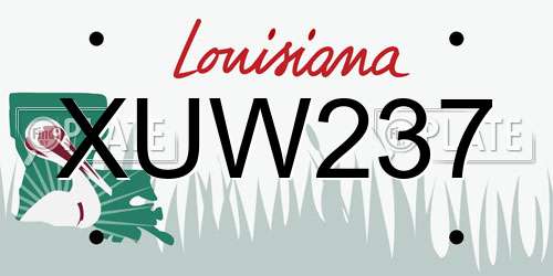 XUW237 Louisiana License Plate