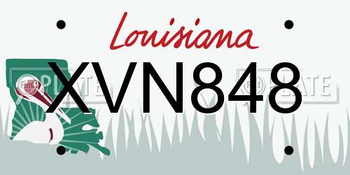XVN848 Louisiana License Plate