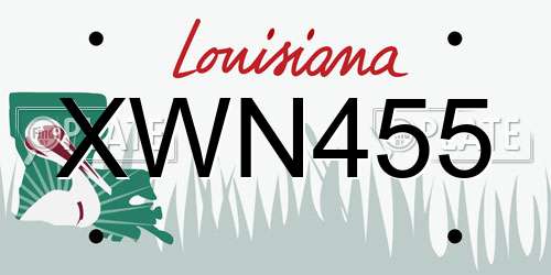XWN455 Louisiana License Plate