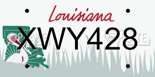 XWY428 Louisiana License Plate