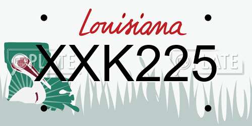 XXK225 Louisiana License Plate