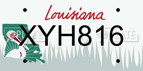XYH816 Louisiana License Plate