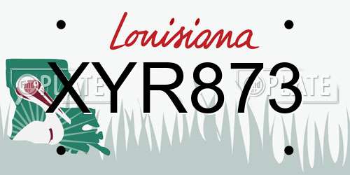XYR873 Louisiana License Plate