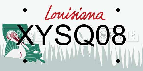 XYSQ08 Louisiana License Plate
