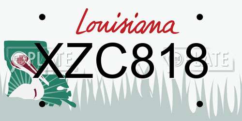 XZC818 Louisiana License Plate