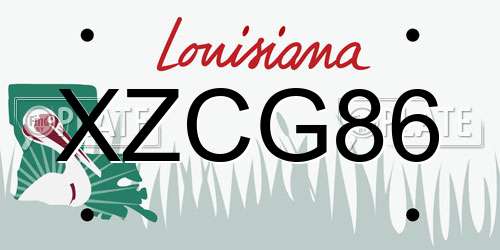 XZCG86 Louisiana License Plate