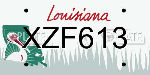 XZF613 Louisiana License Plate