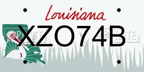 XZO74B Louisiana License Plate