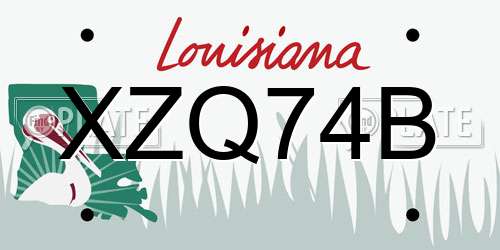 XZQ74B Louisiana License Plate