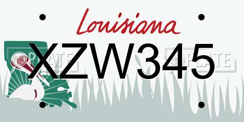 XZW345 Louisiana License Plate