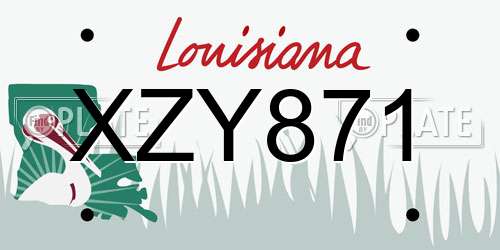 XZY871 Louisiana License Plate